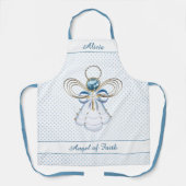 Kerstengel van het Geloof Gouden filigraan Blauwe  Schort (Voorkant)