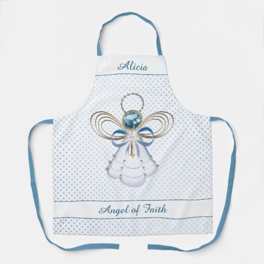 Kerstengel van het Geloof Gouden filigraan Blauwe  Schort (Voorkant)