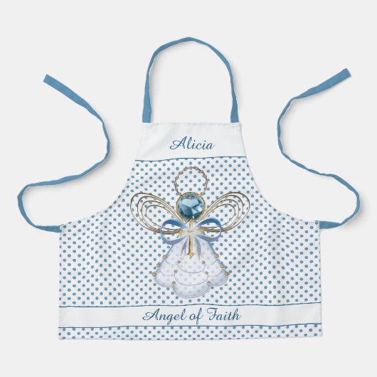 Kerstengel van het Geloof Gouden filigraan Blauwe  Schort (Voorkant)