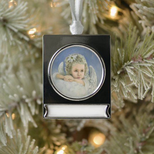 kerstengel verzilverd banner ornament (Boom)