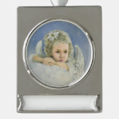 kerstengel verzilverd banner ornament (Voorkant)