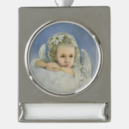 kerstengel verzilverd banner ornament