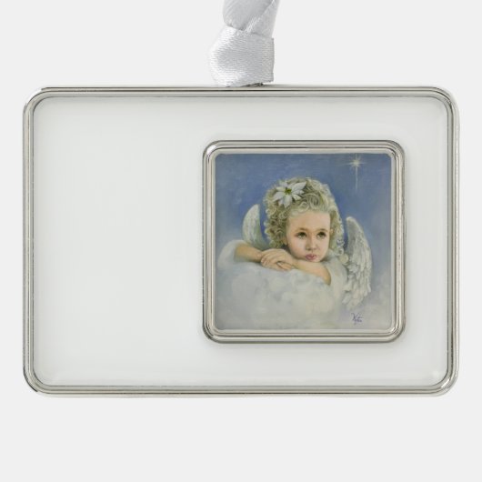 kerstengel verzilverd omlijst ornament (Voorkant)