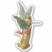 Kerstengel Victoriaans Vintage Boom Vliegend Sticker (Voorkant)