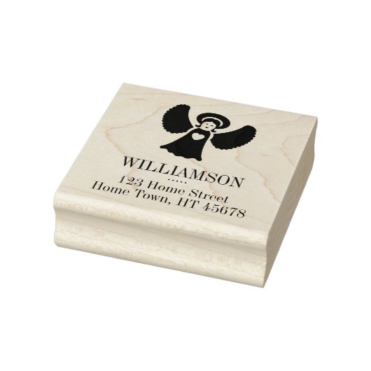 Kerstengel Vierkant Retouradres Rubberstempel (Stempel)