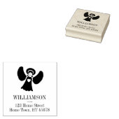 Kerstengel Vierkant Retouradres Rubberstempel (Gestempeld)