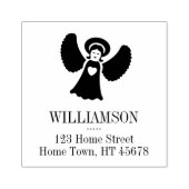 Kerstengel Vierkant Retouradres Rubberstempel (Afrduk)