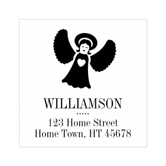 Kerstengel Vierkant Retouradres Rubberstempel (Afrduk)