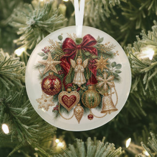 Kerstengel Vintage Goud Rood Glas Ornament