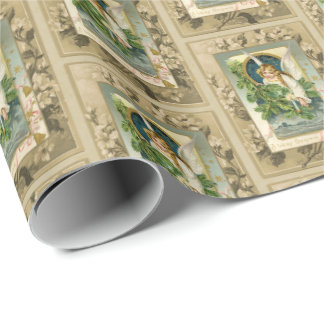 Kerstengel Vintage Reproductie Cadeaupapier