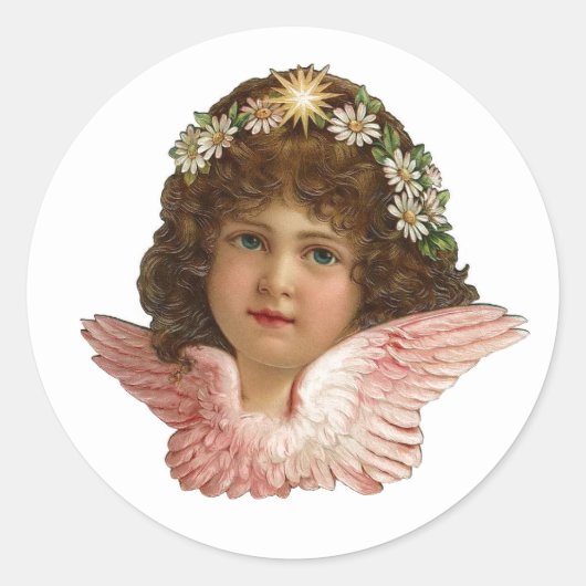 KERSTENGEL VINTAGE RONDE ENVELOPE ZEGEL (Voorkant)