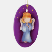 Kerstengel vrede, geluk paarse versiering keramisch ornament (Rechts)