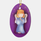 Kerstengel vrede, geluk paarse versiering keramisch ornament (Links)