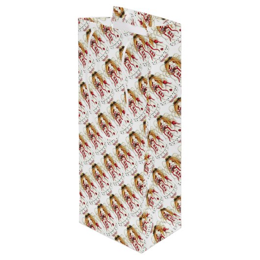 kerstengel wijn cadeautas (Achterkant Gekanteld)