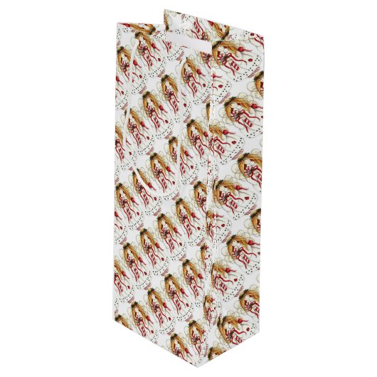 kerstengel wijn cadeautas (Voorkant Gekanteld)