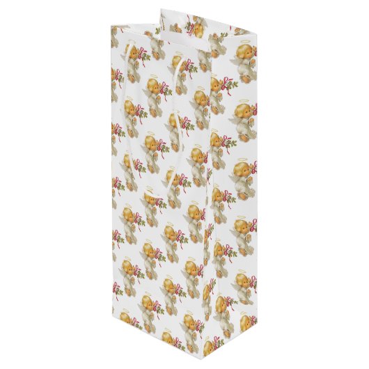 kerstengel wijn cadeautas (Achterkant Gekanteld)