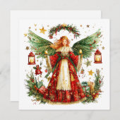 Kerstengel & Winterbessen Feestdagenkaart (Voorkant / Achterkant)