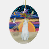 Kerstengel - Witte kat (Amerikaanse SH) Keramisch Ornament (Rechts)