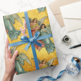 Kerstengelen Antiek Victoriaans Goud Luxe Cadeaupapier