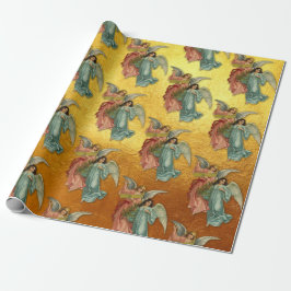 Kerstengelen Antiek Victoriaans Goud Luxe Cadeaupapier