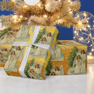 Kerstengelen Antieke Victoriaanse Goud Luxe Cadeaupapier