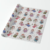 Kerstengelen Cadeaupapier (Uitgerold)