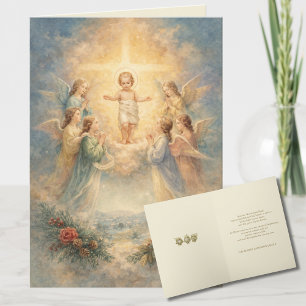 Kerstengelen die het Christuskind aanbidden Feestdagen Kaart