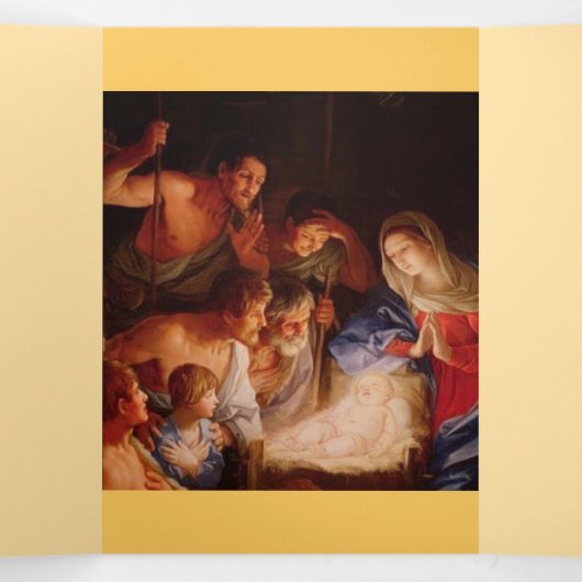 Kerstengelen Geboorte Drieluik Wenskaart (Binnenkant midden)