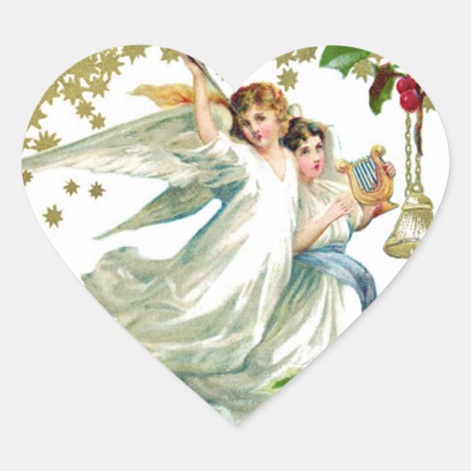 kerstengelen hart sticker (Voorkant)