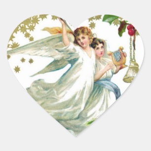 kerstengelen hart sticker