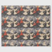 Kerstengelen in de sterrenhemel cadeaupapier (Vlak)