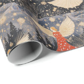 Kerstengelen in de sterrenhemel cadeaupapier (Rol Hoek)