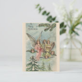 Kerstengelen in vintage stijl briefkaart (Staand voorkant)