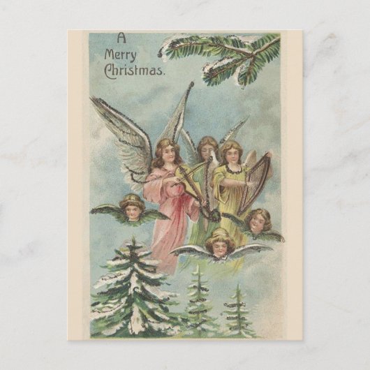 Kerstengelen in vintage stijl briefkaart (Voorkant)