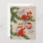 Kerstengelen in vintage stijl feestdagenkaart (Voorkant / Achterkant)