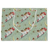 Kerstengelen in vintage stijl groot cadeauzakje (Voorkant)