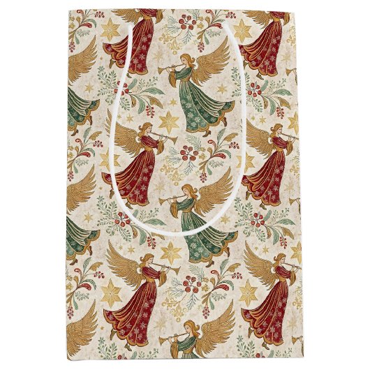 Kerstengelen in vintage-stijl medium cadeauzakje (Voorkant)
