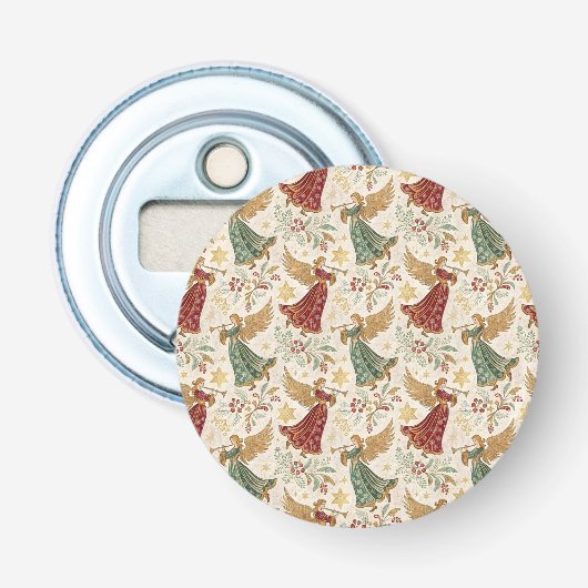 Kerstengelen magneet flesopener vintage button flesopener (Voorkant)