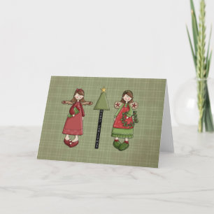 Kerstengelen Meisjes Feestdagen Kaart
