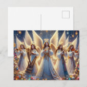 Kerstengelen met muziekinstrumenten feestdagenkaart (Voorkant / Achterkant)