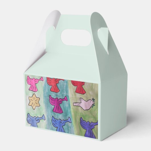 Kerstengelen met trompetten gunstbox bedankdoosjes (Voorkant Zijde)