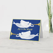 Kerstengelen met trompetten zingen 'Joy to the Wor Kaart (Voorkant)