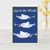 Kerstengelen met trompetten zingen 'Vreugde aan de Kaart (Gele Bloem)