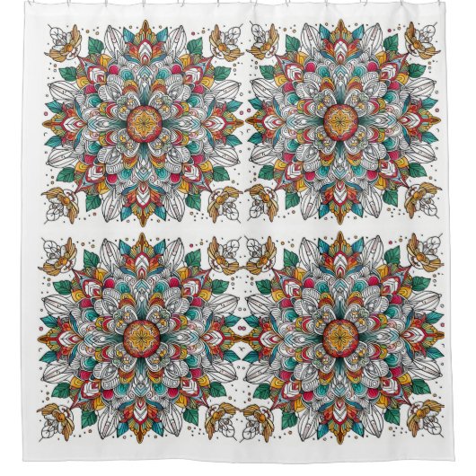 Kerstengelen multikleur douchegordijn (Voorkant)