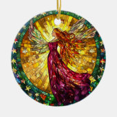 Kerstengelen op het Glas in lood Keramisch Ornament (Voorkant)