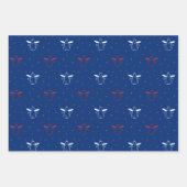 Kerstengelen op rood, blauw en wit inpakpapier vel (Voorkant 3)