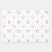 Kerstengelen op rood, blauw en wit inpakpapier vel (Voorkant 2)