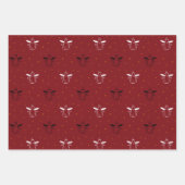 Kerstengelen op rood, blauw en wit inpakpapier vel (Voorkant)