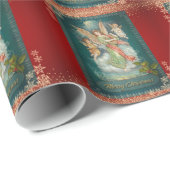 Kerstengelen Sneeuwvlokken Rood Cadeaupapier (Rol Hoek)