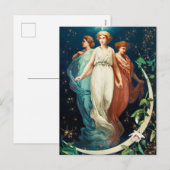 Kerstengelen, sterren, vrouwen, de maan feestdagenkaart (Voorkant / Achterkant)